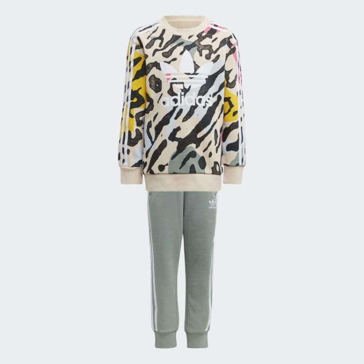 Conjunto De Tripulação De Areia Animal Print Adidas