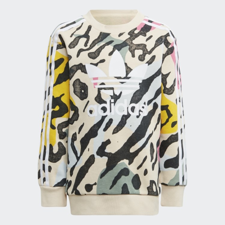 Conjunto De Tripulação De Areia Animal Print Adidas
