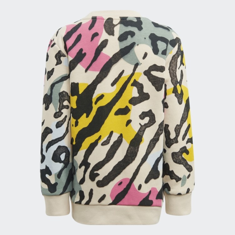 Conjunto De Tripulação De Areia Animal Print Adidas