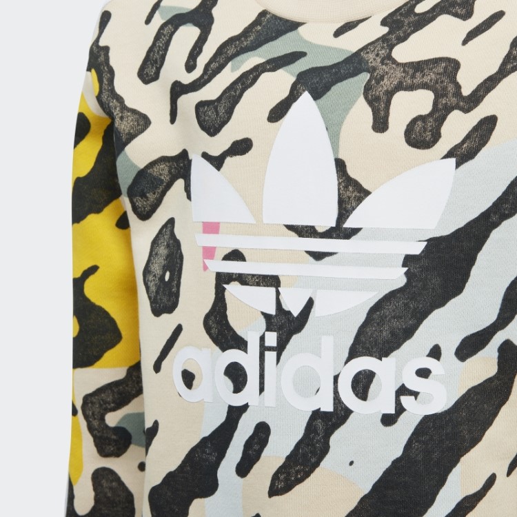 Conjunto De Tripulação De Areia Animal Print Adidas