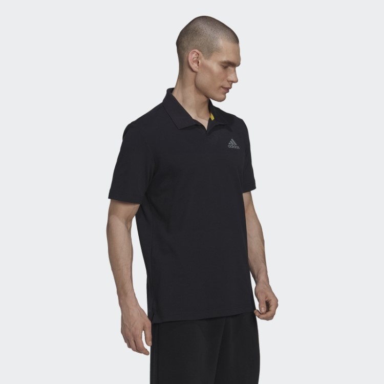 Camisa Polo De Tênis Clubhouse 3 Barras Preta Adidas