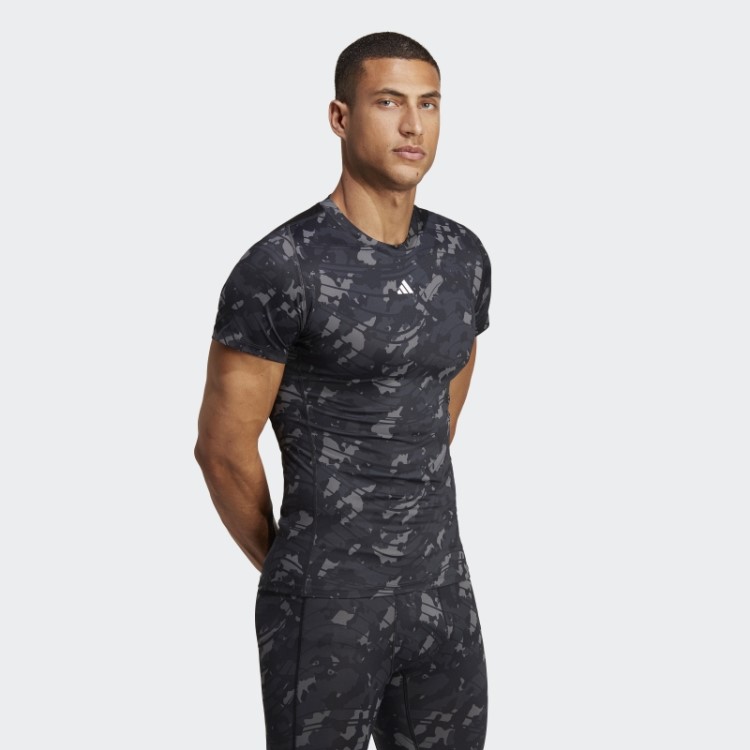 Techfit Allover T-shirt De Treino Preto Adidas
