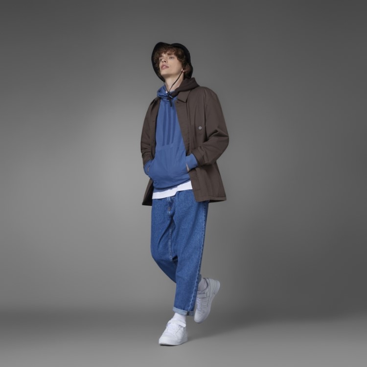 Moletom Com Capuz French Terry Colorblock Em Aço Adidas