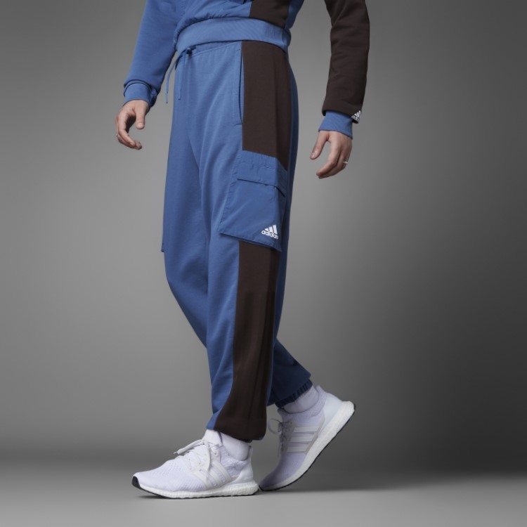 Calças De Felpo Francês Adidas Colorblock De Aço