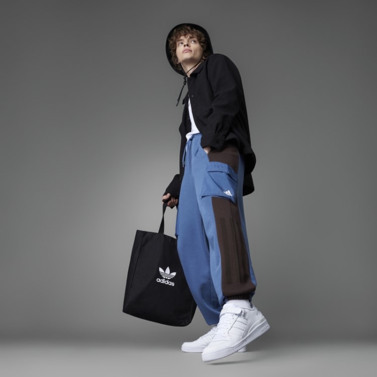 Calças De Felpo Francês Adidas Colorblock De Aço