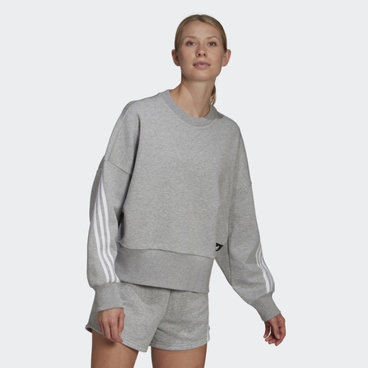 Moletom Cinza Médio Adidas Future Icons Com As Três Listras