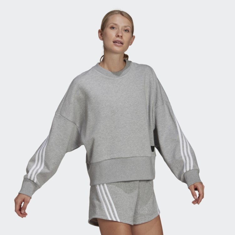 Moletom Cinza Médio Adidas Future Icons Com As Três Listras