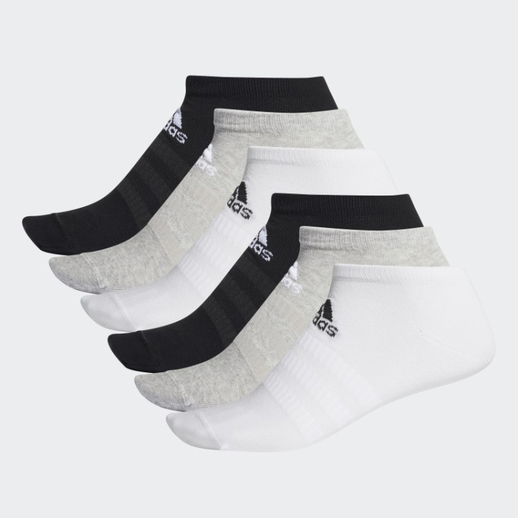 Meias Adidas Cinza Médio Cano Baixo 6 Pares