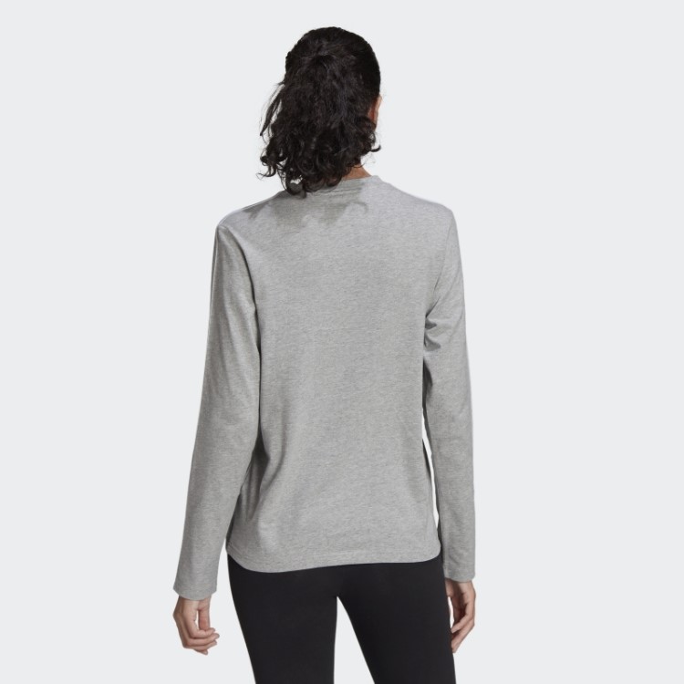 Blusa De Manga Comprida Com As Três Listras Essentials Cinza Médio