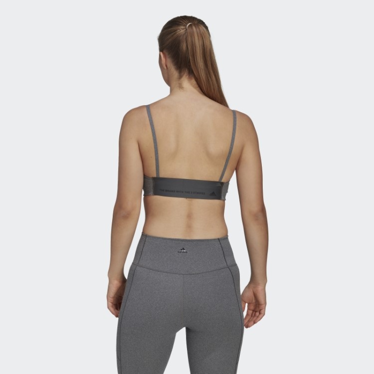 Sutiã De Estúdio De Yoga Urze Cinza Escuro Adidas Com Suporte Leve