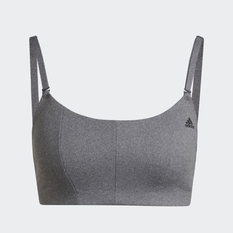 Sutiã De Estúdio De Yoga Urze Cinza Escuro Adidas Com Suporte Leve