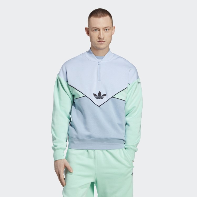 Adidas Moletom Azul Dawn Adicolor Arquivo Sazonal Com Meio Zíper