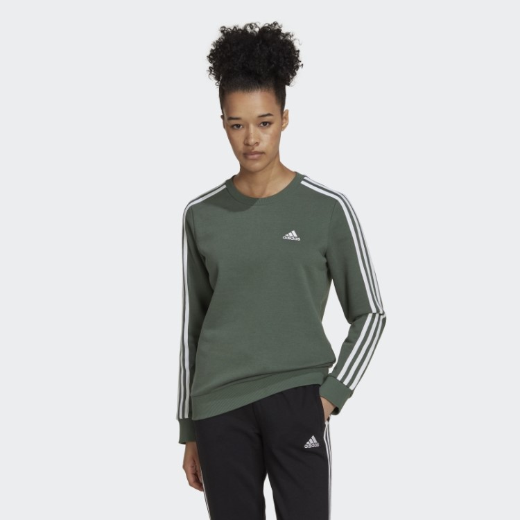 Moletom De Lã Com As Três Listras Adidas Essentials Green Oxid