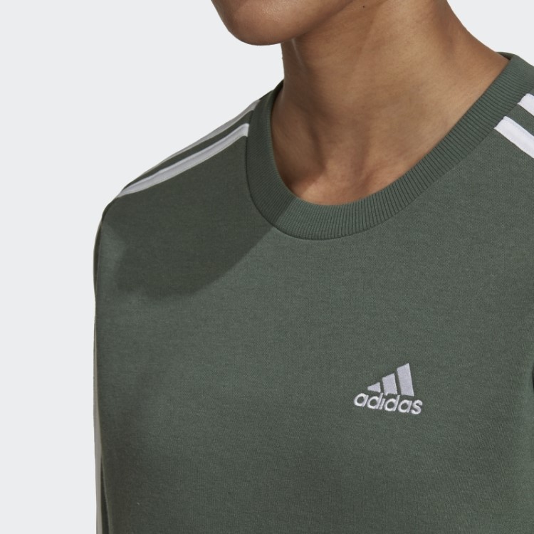 Moletom De Lã Com As Três Listras Adidas Essentials Green Oxid
