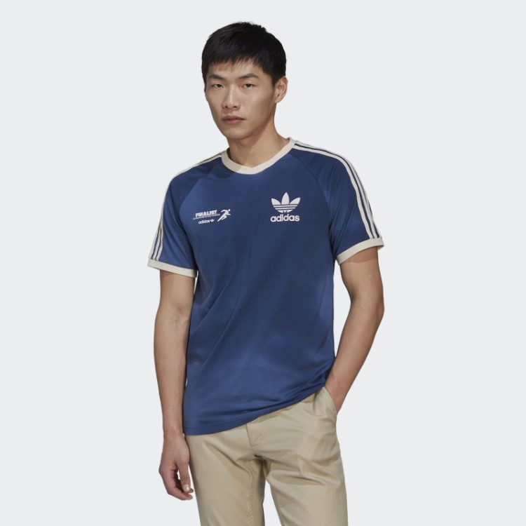 Camiseta Azul Marinho Com As Três Listras Suave Ride Club Adidas