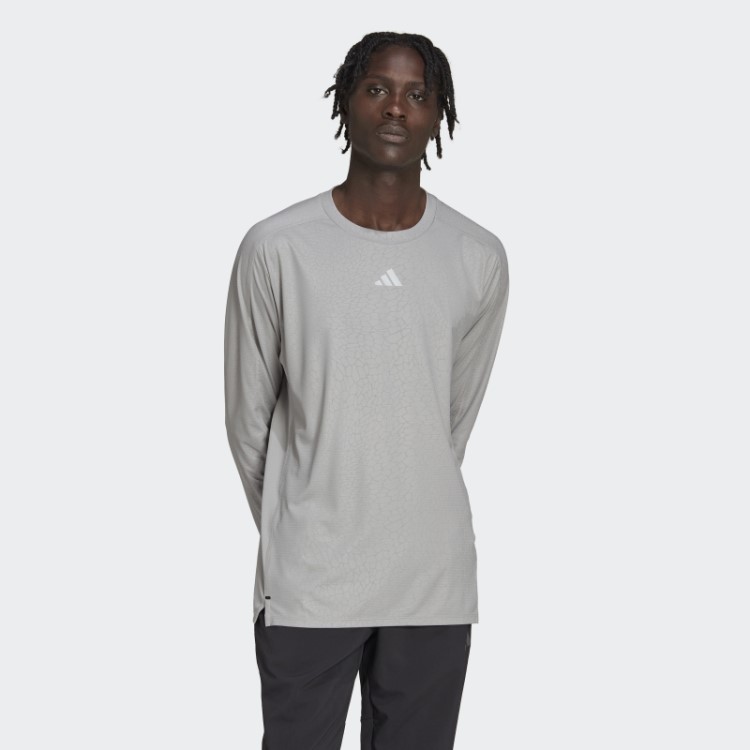 Mgh Camiseta De Manga Longa Com Estampa De Pu Cinza Sólido Da Adidas