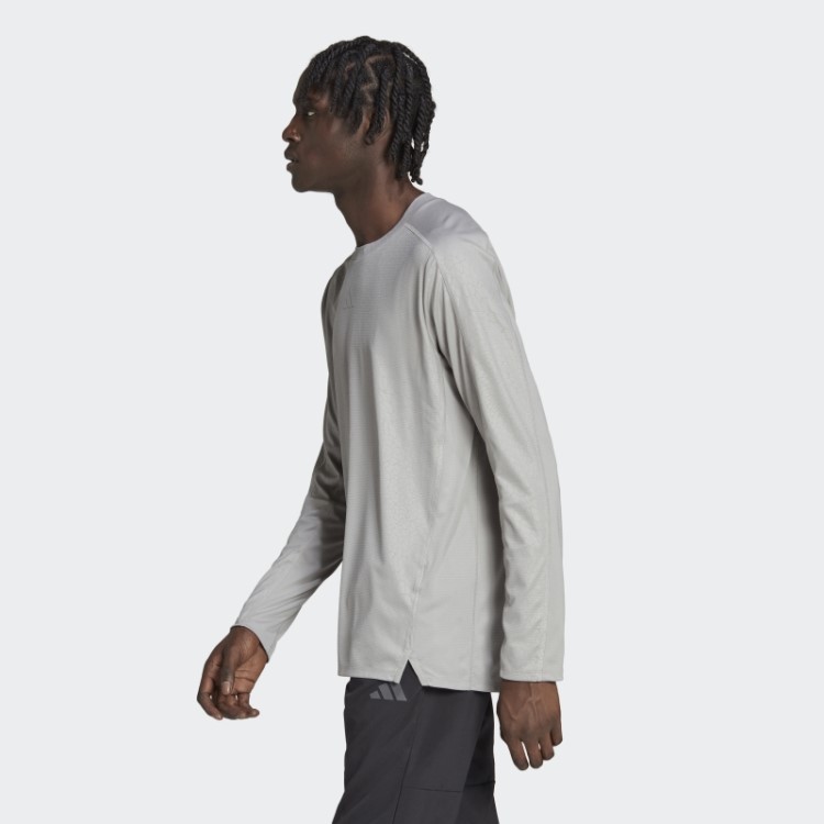 Mgh Blusa De Manga Longa Adidas Para Treino Cinza Sólido Com Estampa Pu