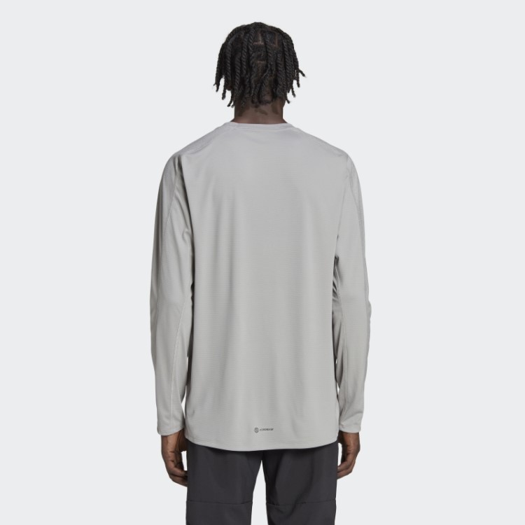 Mgh Blusa De Manga Longa Adidas Para Treino Cinza Sólido Com Estampa Pu