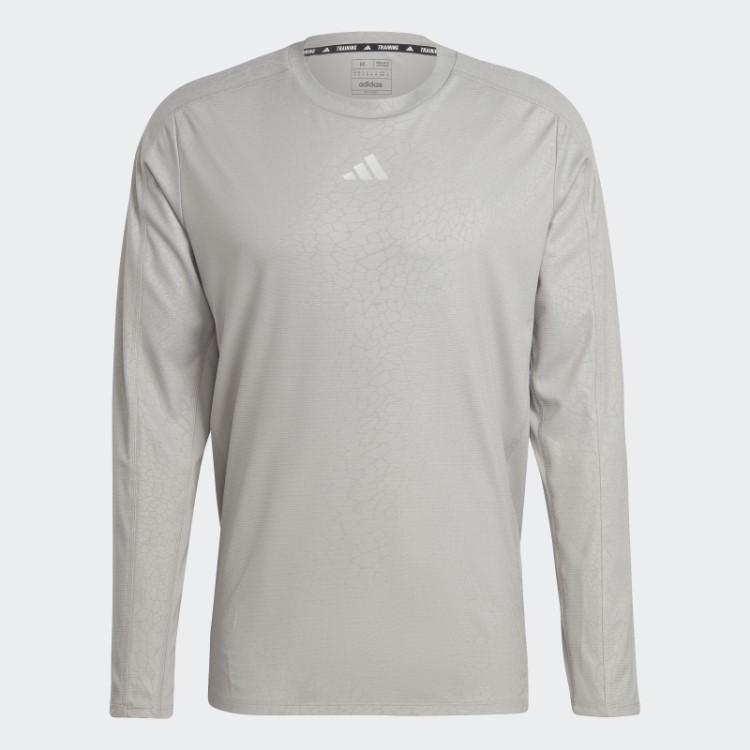 Mgh Blusa De Manga Longa Adidas Para Treino Cinza Sólido Com Estampa Pu