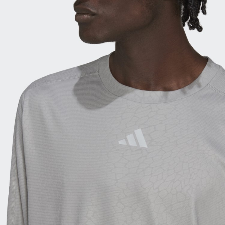 Mgh Blusa De Manga Longa Adidas Para Treino Cinza Sólido Com Estampa Pu