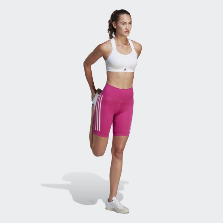 Adidas Fúcsia Optime Train Icons 3 Listras Leggings Curtas De Bicicleta