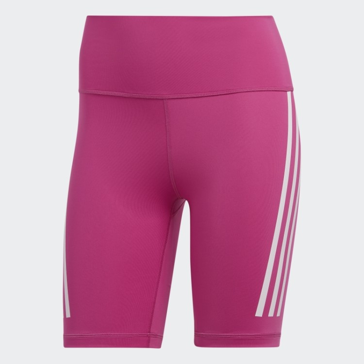 Adidas Fúcsia Optime Train Icons 3 Listras Leggings Curtas De Bicicleta