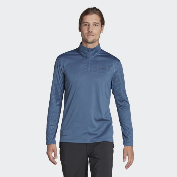Camiseta De Aço Adidas Terrex Com Meio Zíper