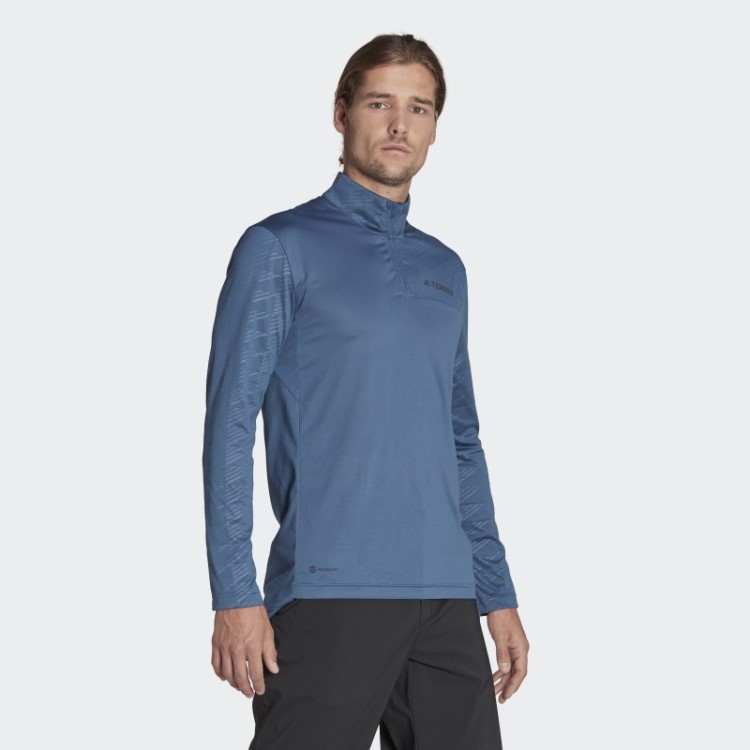 Camiseta De Aço Adidas Terrex Com Meio Zíper