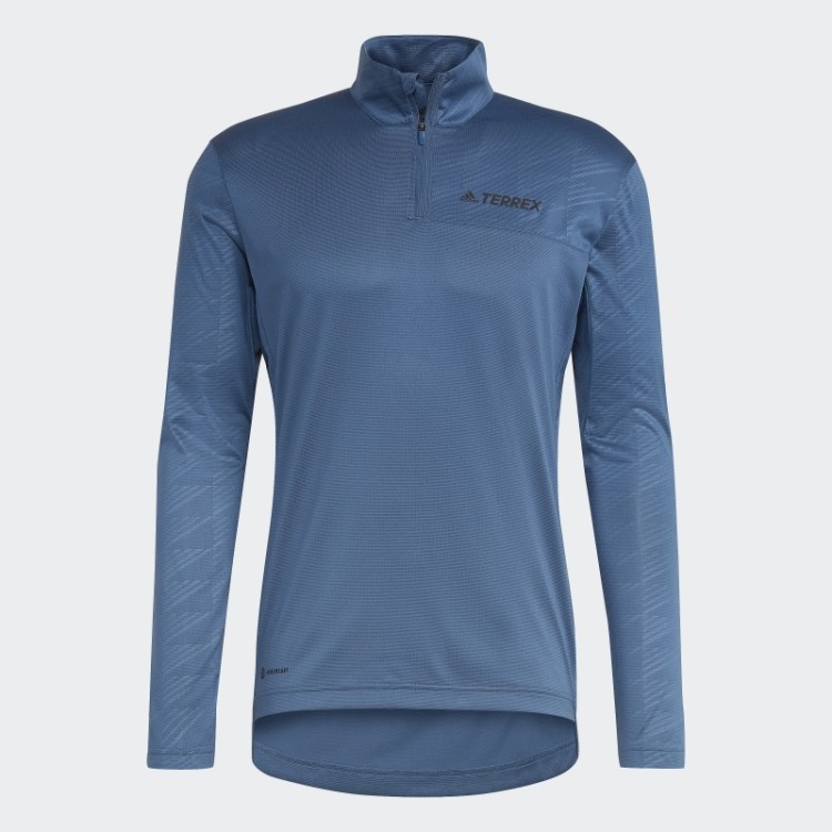 Camiseta De Aço Adidas Terrex Com Meio Zíper