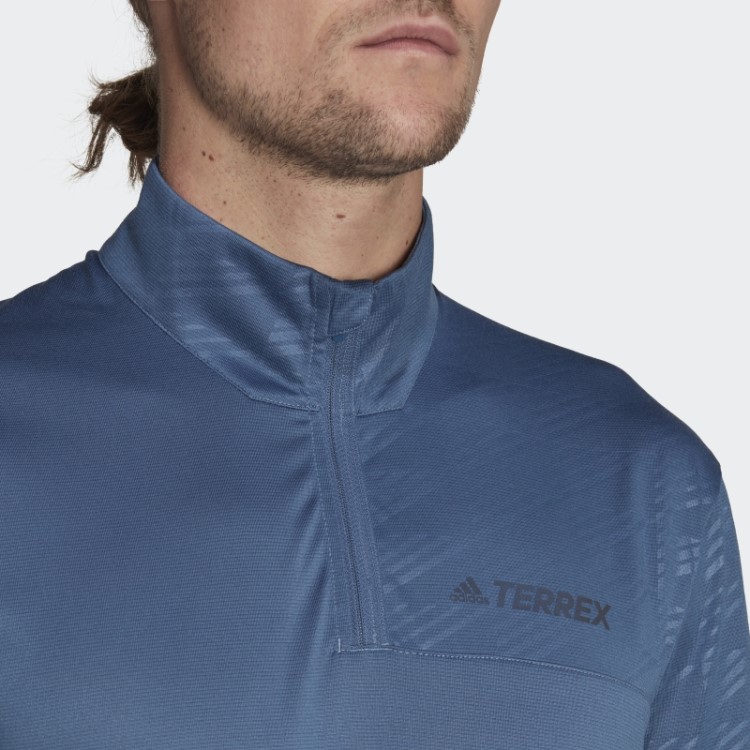 Camiseta De Aço Adidas Terrex Com Meio Zíper