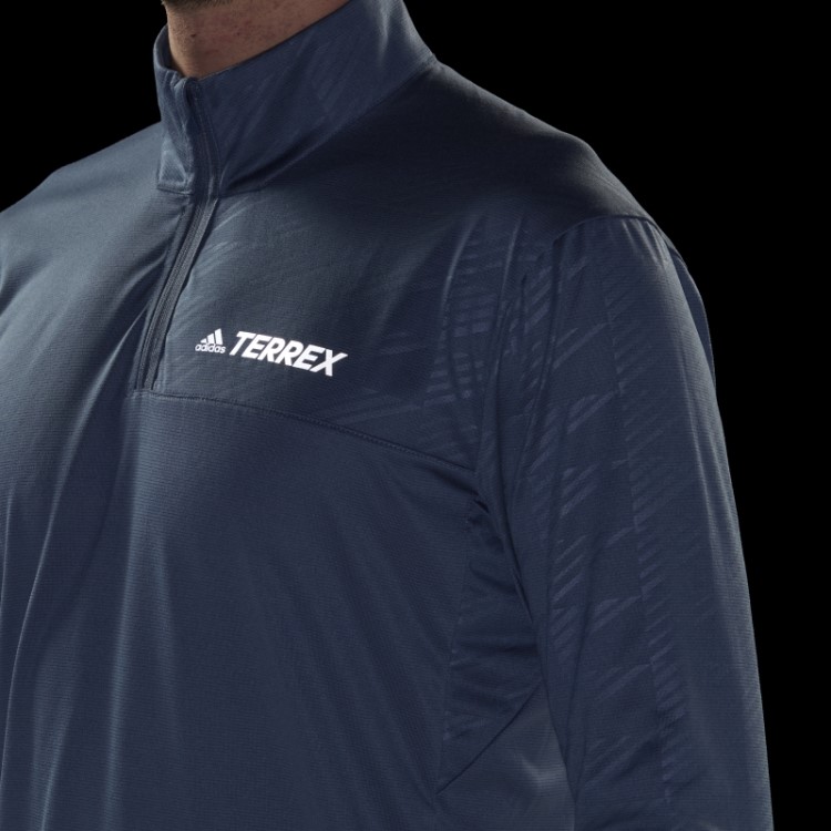 Camiseta De Aço Adidas Terrex Com Meio Zíper
