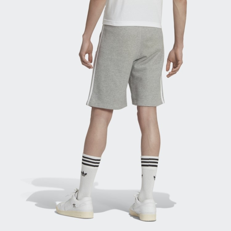 Short De Moletom Cinza Médio Com As Três Listras Adidas