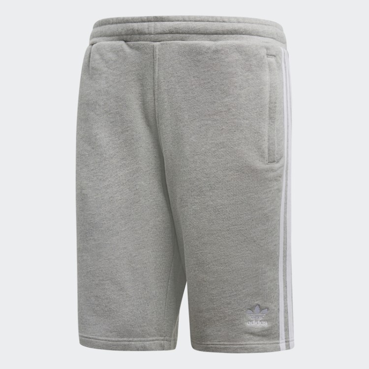 Short De Moletom Cinza Médio Com As Três Listras Adidas