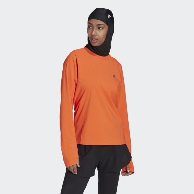 Camiseta De Manga Longa Adidas Fast Hybrid Running Laranja