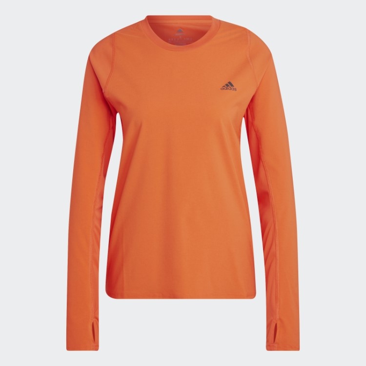 Camiseta De Manga Longa Adidas Fast Hybrid Running Laranja
