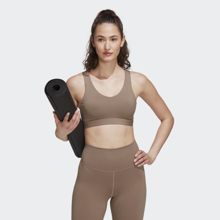 Sutiã De Suporte Médio Marrom Adidas Coreflow Luxe