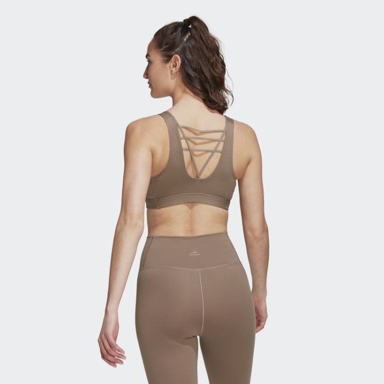 Sutiã De Suporte Médio Marrom Adidas Coreflow Luxe