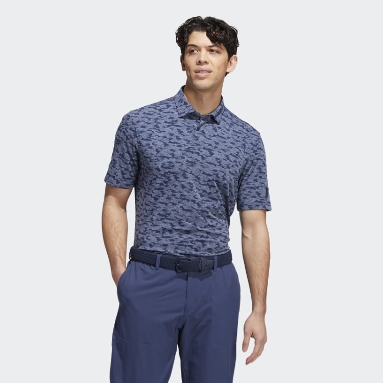 Camisa Polo Azul Marinho Com Estampa Camuflada Adidas