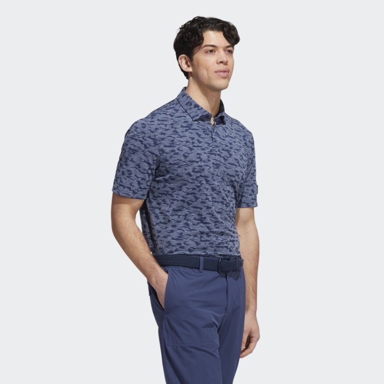 Camisa Polo Azul Marinho Com Estampa Camuflada Adidas