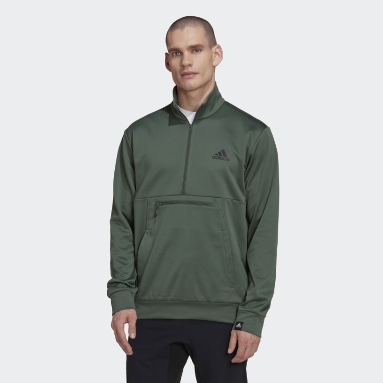 Adidas Green Oxide Aeroready Game And Go Small Logo Top Com Meio Zíper