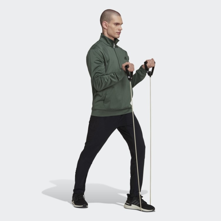 Adidas Green Oxide Aeroready Game And Go Small Logo Top Com Meio Zíper