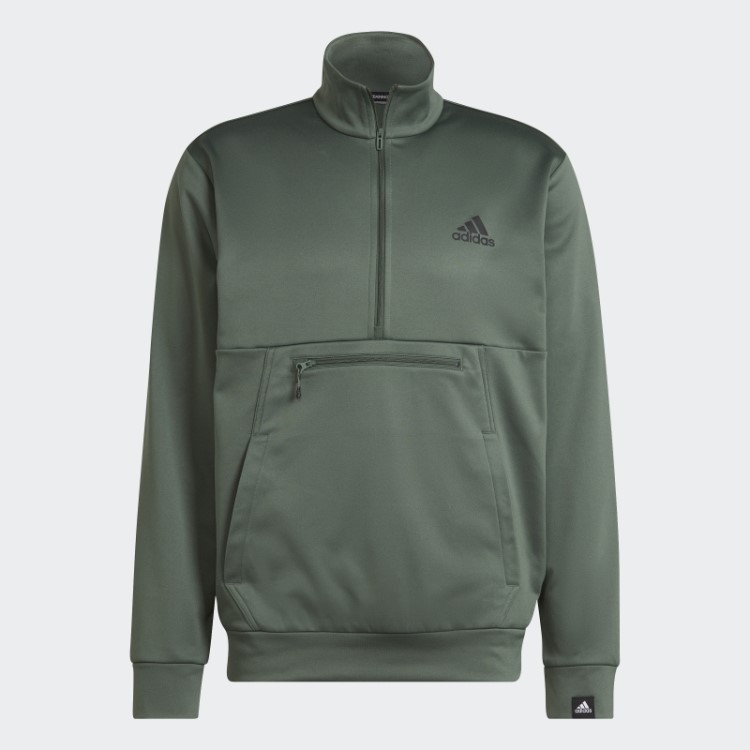 Adidas Green Oxide Aeroready Game And Go Small Logo Top Com Meio Zíper