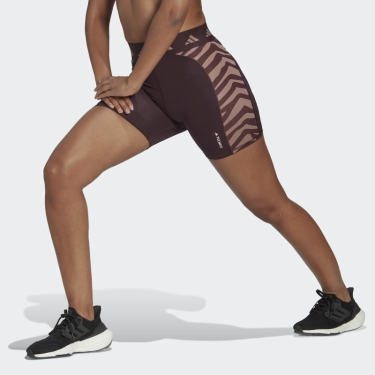 Leggings Curtas Zebra Cintura Alta Hyperglam Techfit Marrom Adidas