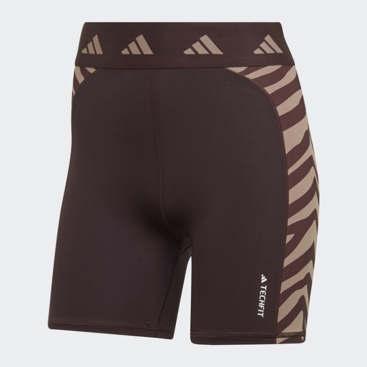 Leggings Curtas Zebra Cintura Alta Hyperglam Techfit Marrom Adidas