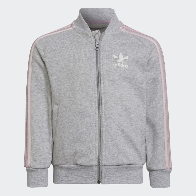Agasalho Adidas Cinza Claro Urze Com As Três Listras