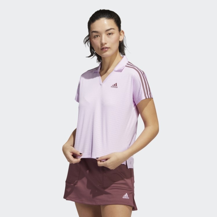 Adidas Camisa Polo Lilás Com As Três Listras