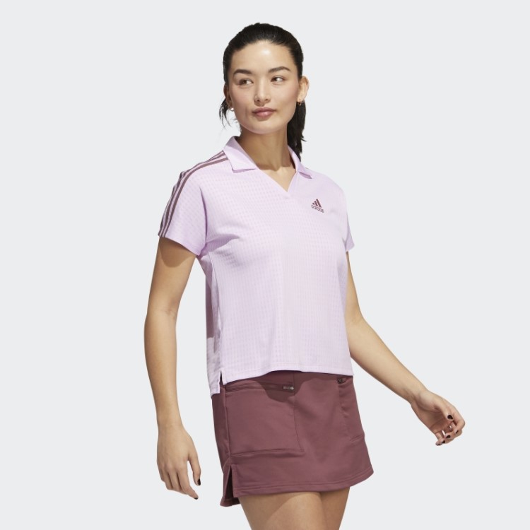 Adidas Camisa Polo Lilás Com As Três Listras