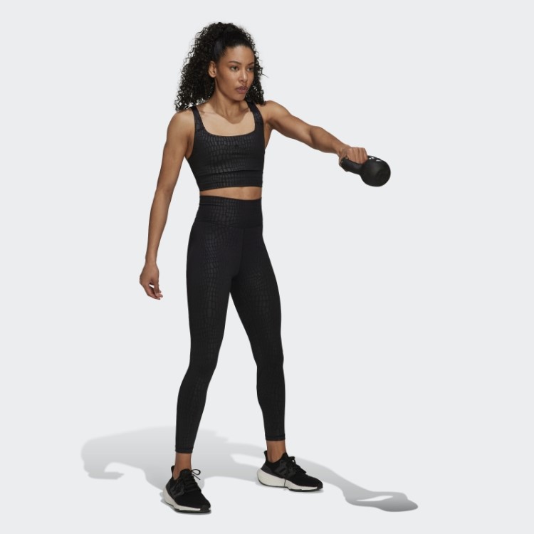 Optime Training Croc Emboss 7/8 Leggings Pretas Adidas