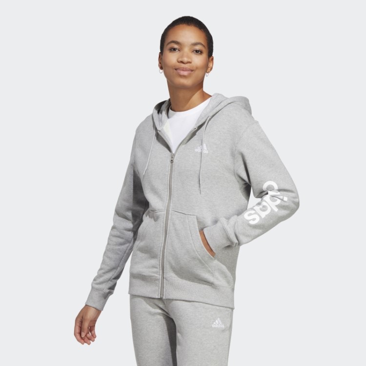 Moletom Com Capuz French Terry Cinza Médio Essencial Adidas