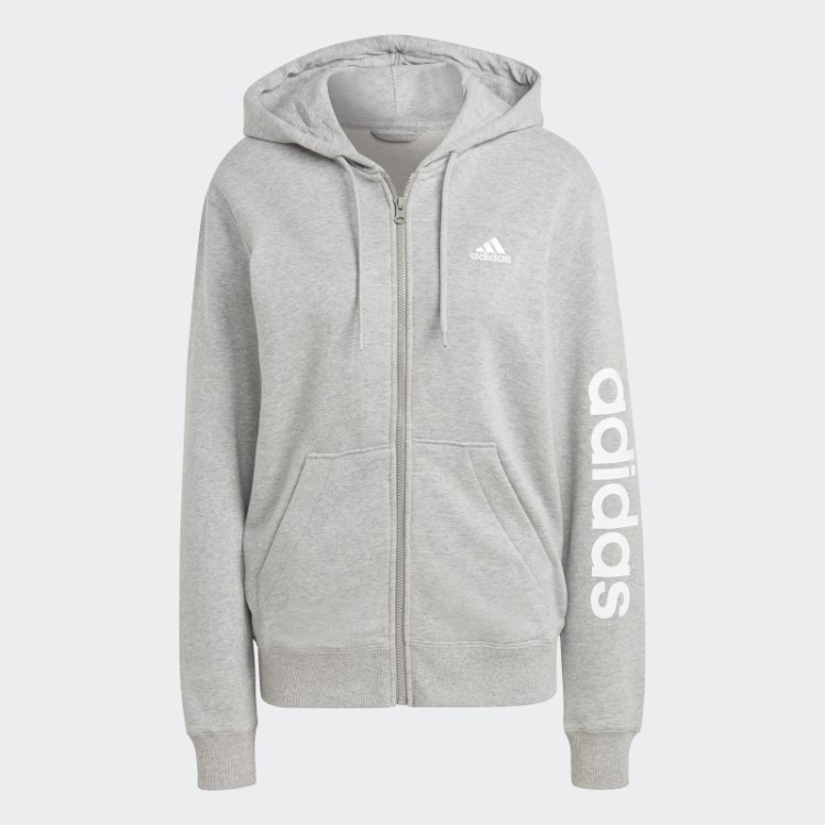 Moletom Com Capuz French Terry Cinza Médio Essencial Adidas